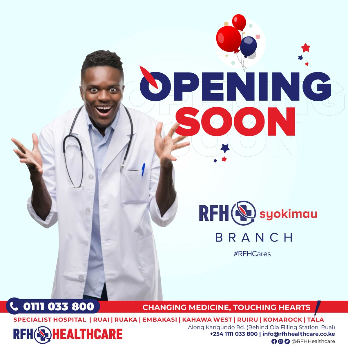 Syokimau Are You Ready?

We are committed to delivering the most effective and compassionate healthcare services to all.

Stay tuned!

#OpeningSoon
#RFHSyokimau