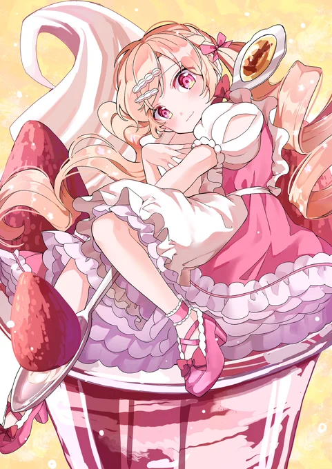 いちごパフェちゃん  #ARTstreet #MediBang #オリキャラ #女の子 #2022年8月例コンテスト:オリキャラ #ツインテール #女の子イラスト 