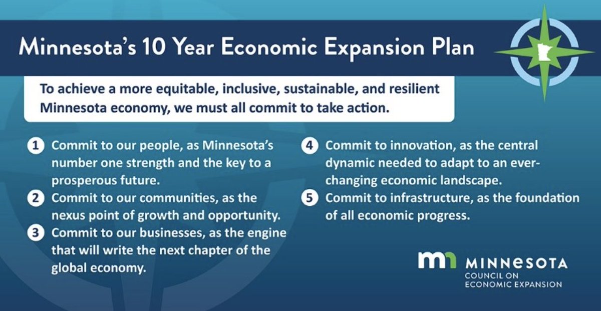 Yesterday's news that MN has the lowest unemployment rate &amp; is growing jobs 2x faster than the U.S. is great, but not inevitable.

To build an economy that works for everyone, we need a plan. 

<a href="/GovTimWalz/">Governor Tim Walz</a> Council on Econ Expansion has a great one: bit.ly/2Xngt92