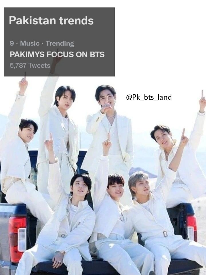 Pk_bts_land's tweet photo. PAKIMYS FOCUS ON BTS is now trending at #9 in Pakistan wit 5,787 tweets.
Join us if you haven't and let's reach #70kStreamsForSeven ๐คฉ๐ https://t.co/fqKxRPi4bE