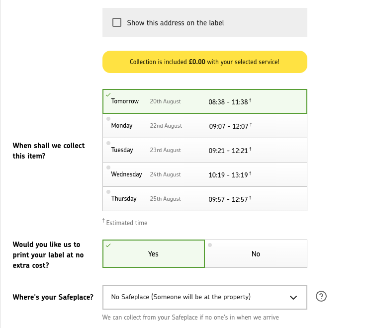 Shmink_'s tweet photo. @RoyalMailHelp When on "Send an item now" and creating your own label. What if I don't want my item to be collected? There is no way to turn it off, I've checked, many, many times. https://t.co/e0MVrysikb