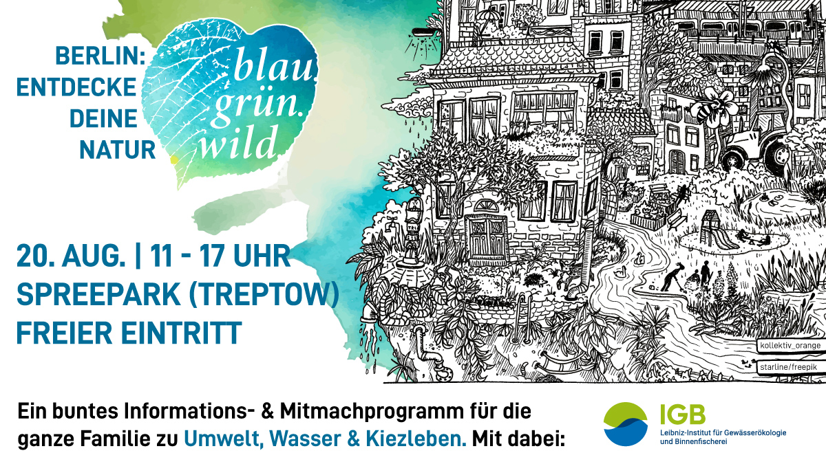 Morgen ist es soweit: Entdeckt mit uns die Natur in #Berlin! Beim Umweltfest #BlauGrünWild im #Spreepark nehmen wir euch mit unter die Wasseroberfläche von #Spree, Müggelsee und Co. und zeigen, wie sich das Blau in der Stadt erkunden und schützen lässt👉campus-stadt-natur.berlin/blau-gruen-wild