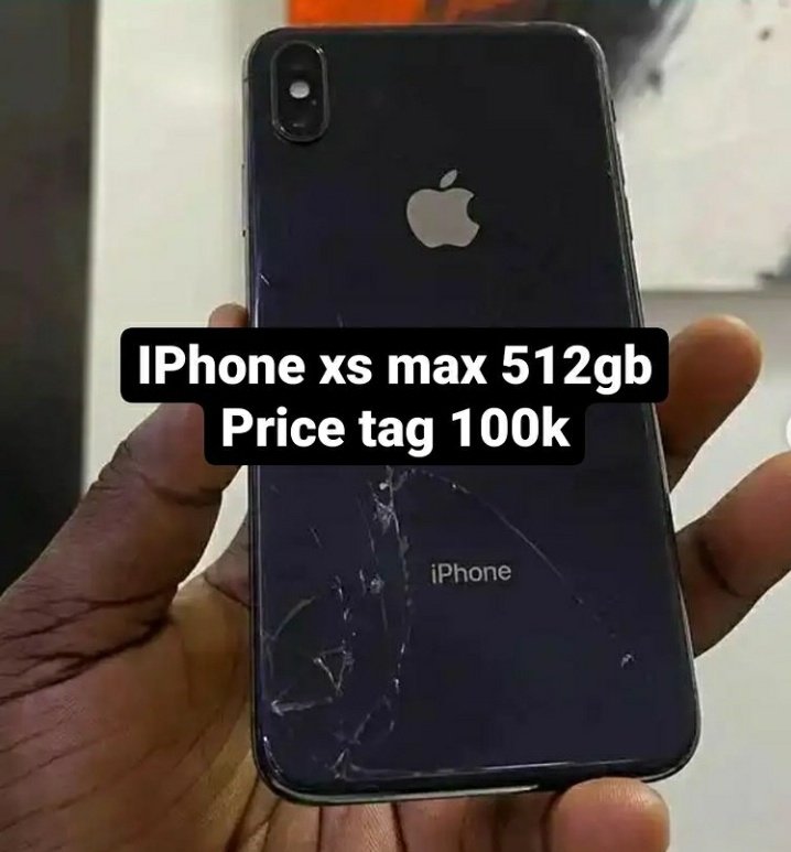 SmartStore4050's tweet image. IPhone xs max 

512GB

Battery health 75%

Little crack on the back 

No hiding fault 

Face ID working perfectly 

Price 100k