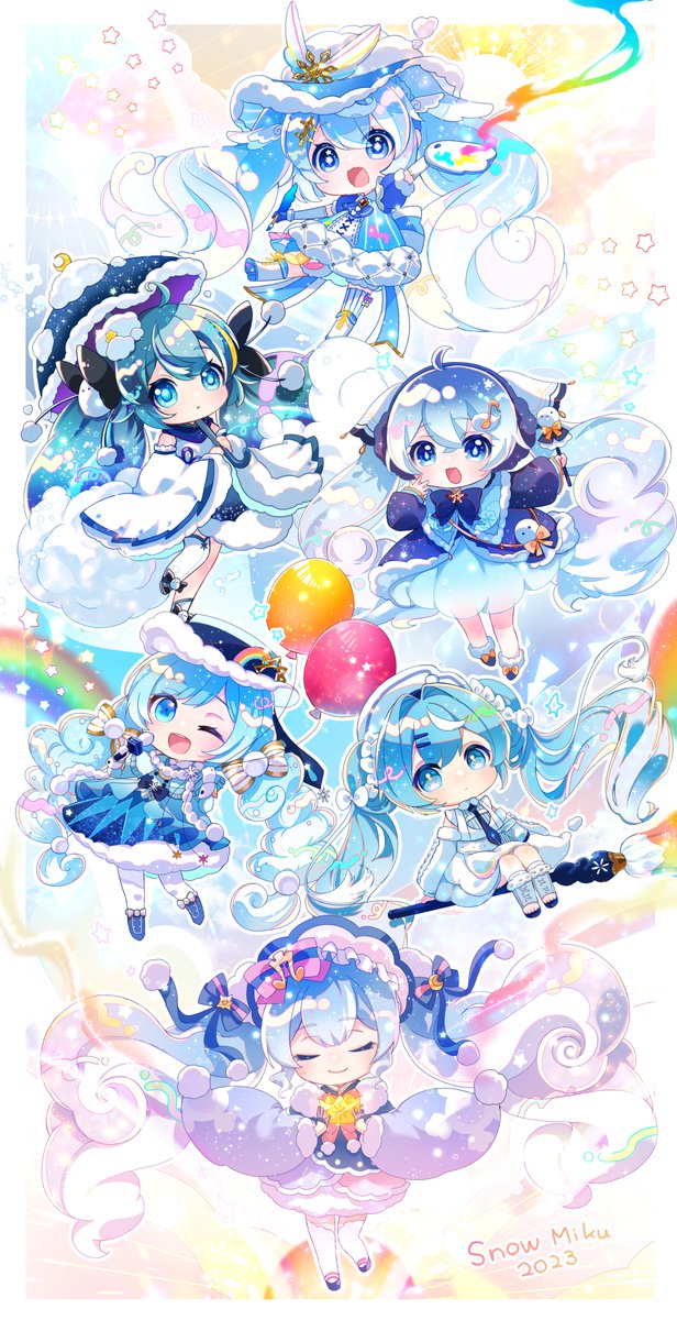 初音ミク ,雪ミク 「雪ミク2023! 」|めるのめる🎨(白雪とわ)のイラスト