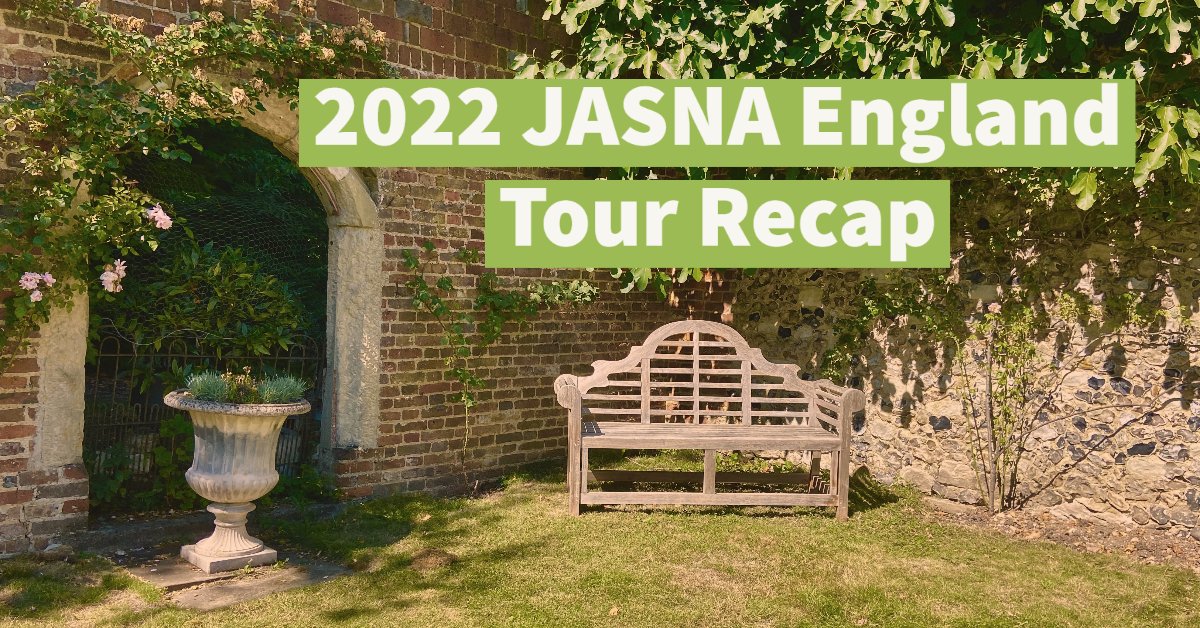 Sep. 11 from 4 to 5pm: Spend your virtual teatime with DC members who went on this year’s JASNA tour. They'll share trip highlights and favorite photos.  Come revisit Jane Austen-related sites or see them for the first time. Register: jasna-dc.org/event/2022-jas…