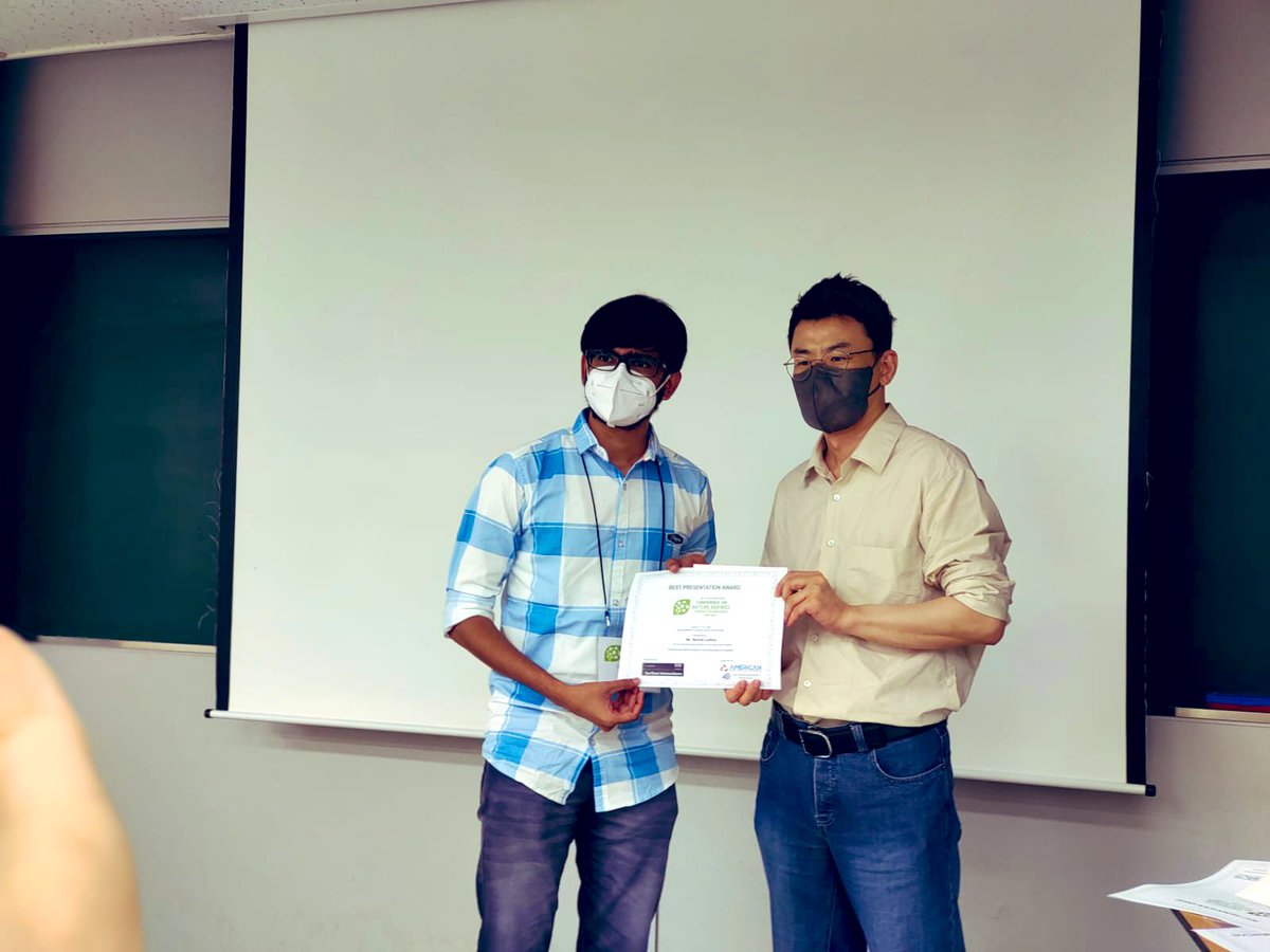 GroupProsen's tweet image. Congratulations @Rutvik_Lathia for winning the best presentation award at NISE conference, Seoul , South Korea. We are delighted to hear this news !🥳