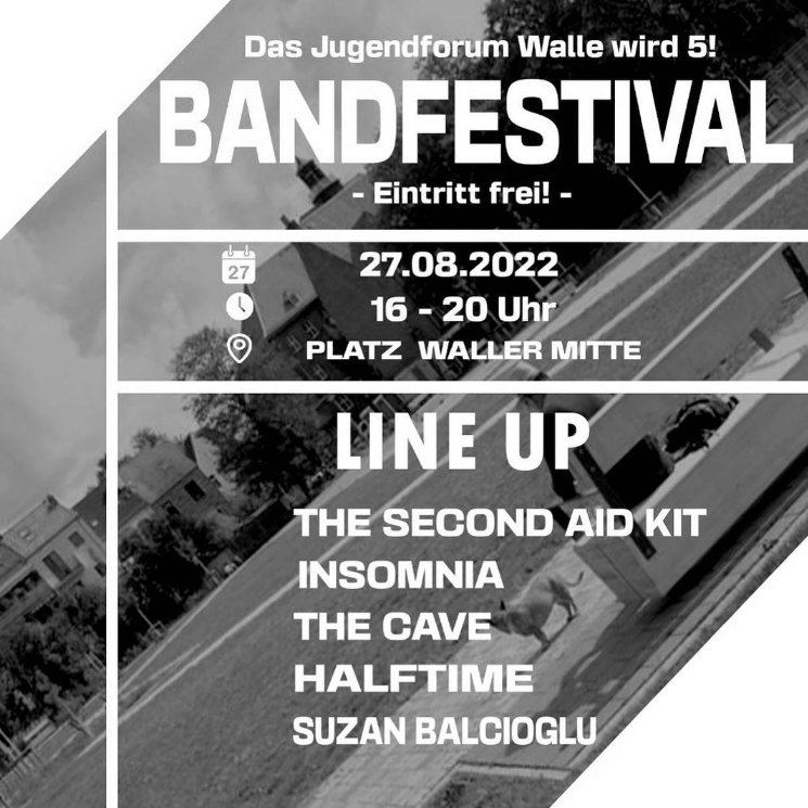 Das Jugendforum Walle wird 5 und das soll groß gefeiert werden: mit einem Bandfestival. Am Sa, 27.8. erwartet Euch ab 16 Uhr ein tolles Programm auf dem Platz Waller Mitte. Für günstige Getränke, gute Musik und Spaß wird gesorgt! Kostenlos &amp; barrierefrei!
jugendinfo.de/articles/360745