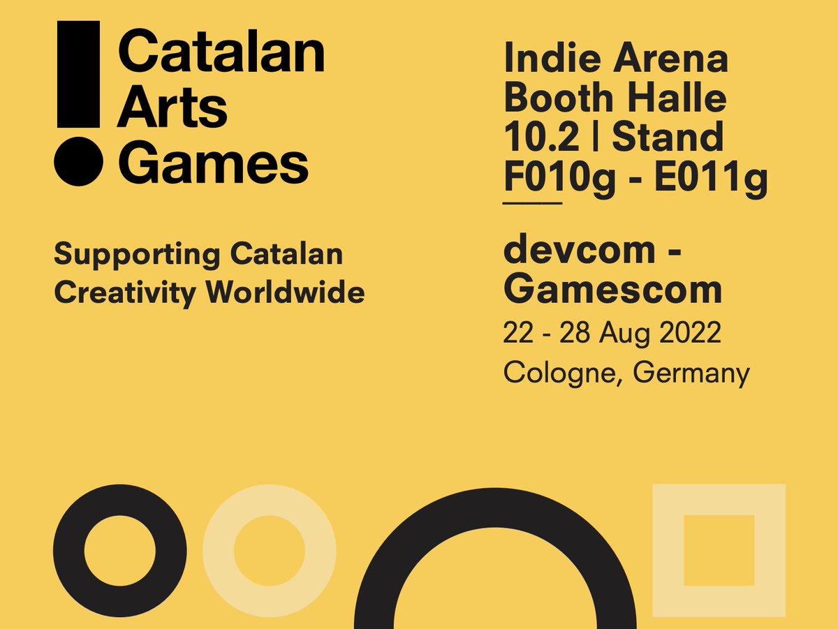 It is the countdown for <a href="/gamescom/">gamescom</a>! 🎮

👏15 Catalan companies from the video game sector will attend the fair under the umbrella stand of #CatalanArts. Come and visit us! 

🗓️ 22-28/08/22
📍Indie Arena Booth Hall 10.2 | Stand F010g – E011g
👉 Booklet: bit.ly/Gamescom22