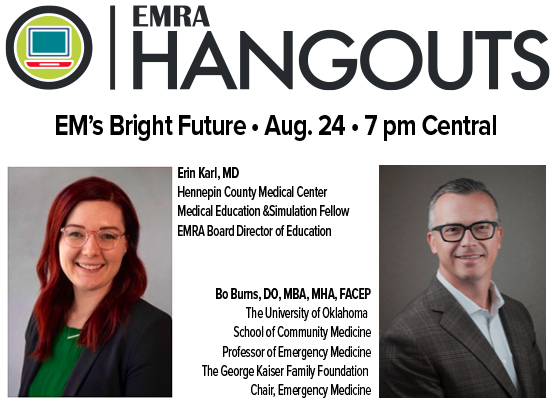 emresidents (@emresidents) on Twitter photo #EMBound, we loved hosting you at the #EMRAResidencyFair. Let's continue the momentum next week with an #EMRAHangout featuring <a href="/BoBurnsDO/">Bo Burns, DO, MBA, MHA FACEP</a> & <a href="/ErinKarl_MD/">Erin Karl, MD, MEHP</a>, Aug. 24 at 7 pm Central. Sign up here:
ow.ly/H56I50Kkxzz #EMBound, we loved hosting you at the #EMRAResidencyFair. Let's continue the momentum next week with an #EMRAHangout featuring <a href="/BoBurnsDO/">Bo Burns, DO, MBA, MHA FACEP</a> & <a href="/ErinKarl_MD/">Erin Karl, MD, MEHP</a>, Aug. 24 at 7 pm Central. Sign up here:
ow.ly/H56I50Kkxzz