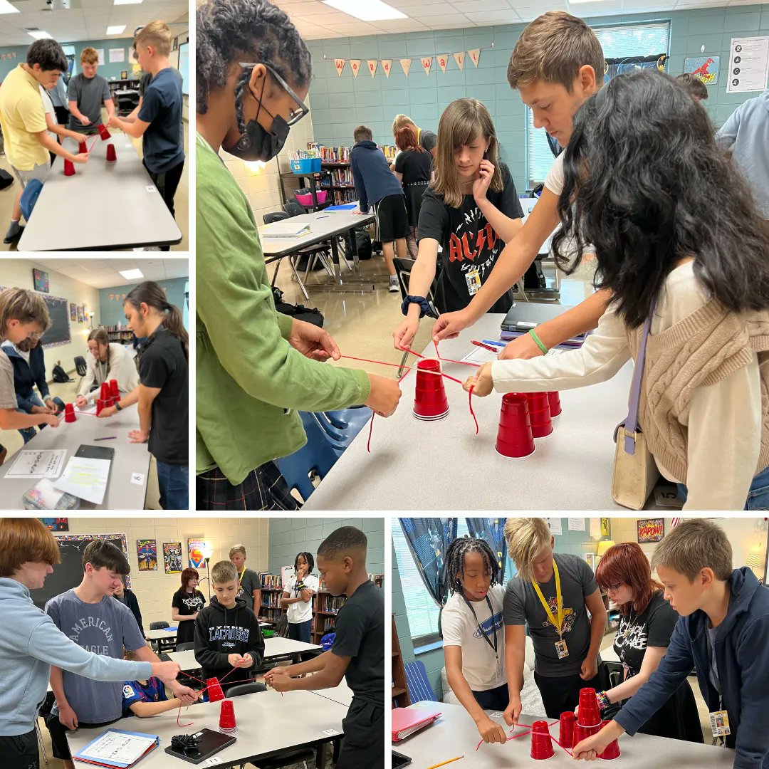 DRHillMiddle's tweet image. Have you ever tried to stack cups without touching them?  Miss Crabtree's students have! This is such a fun team-building activity!  We love seeing our students collaborate with each other!  #TheHill #D5Difference #AVID