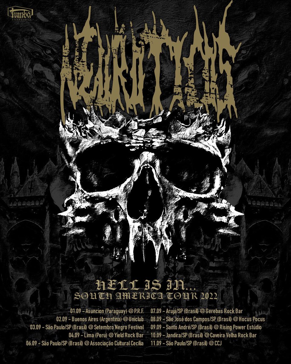 NeuroticosBand's tweet photo. NEUROTICOS SOUTH AMERICA TOUR 2022
Flyer by Alcides Burn (Burn Art Works)
#neuroticos
#hellisnow
#killforgod
#southamericatour2022
#tumbaproductions
#setembronegro
#obliterationrecords
#ニューロティコス https://t.co/sJLpKvbi5a