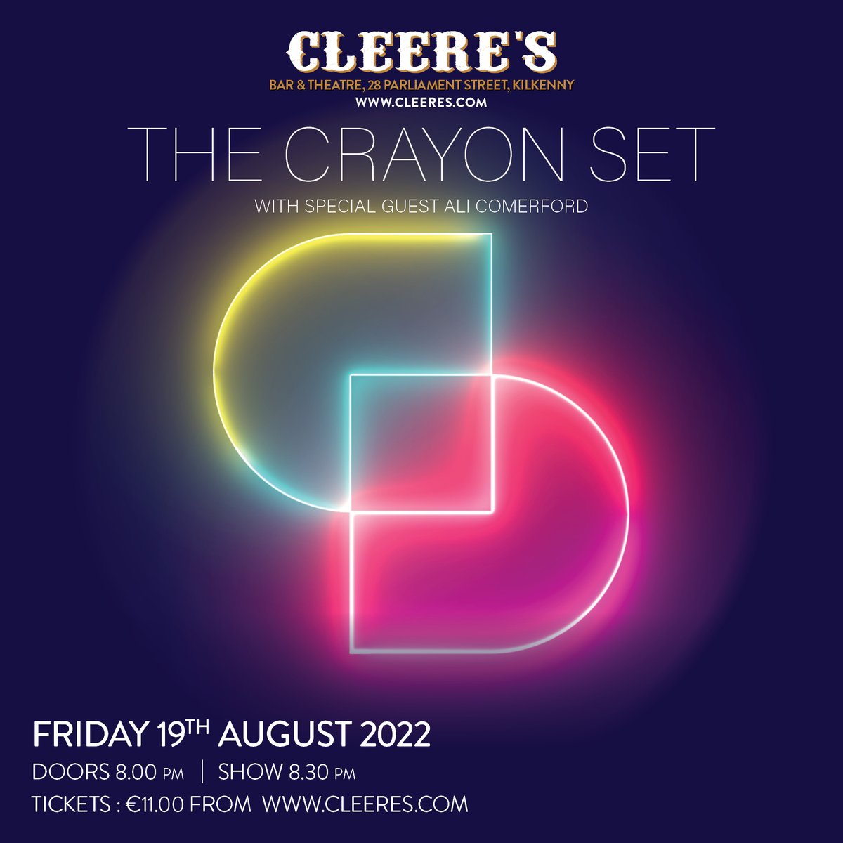 Cleerestheatre (@cleereskilkenny) on Twitter photo Tonight.
Doors 8pm/Show 8.30pm
Tickets @https://cleeres.com/product/the-crayon-set/
Can't wait.
<a href="/TheCrayonSet/">The Crayon Set</a> <a href="/ComerfordAli/">Ali Comerford</a> Tonight.
Doors 8pm/Show 8.30pm
Tickets @https://cleeres.com/product/the-crayon-set/
Can't wait.
<a href="/TheCrayonSet/">The Crayon Set</a> <a href="/ComerfordAli/">Ali Comerford</a>