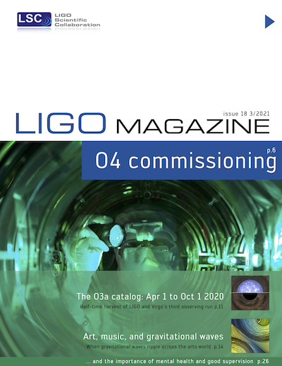 This week we revisit LIGO Magazine issue 18 #LIGOMagazineMemories The #O3a catalog of discoveries was out and commissioning for #O4 had started, plus some wonderful #GravitationalWave art and music! Read the issue free online at: ligo.org/magazine/LIGO-…