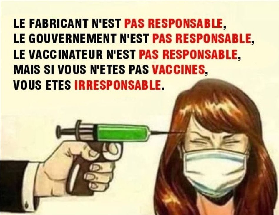 evarev1's tweet photo. Comment la vaccination pourrait-elle être une mesure sanitaire si les vaccins actuels n’empêchent ni la contamination ni la transmission 
Les victimes d’effets secondaires sont-elles soutenues alors que personne ne veut en assumer la responsabilité ? https://t.co/orT2oYOyfO