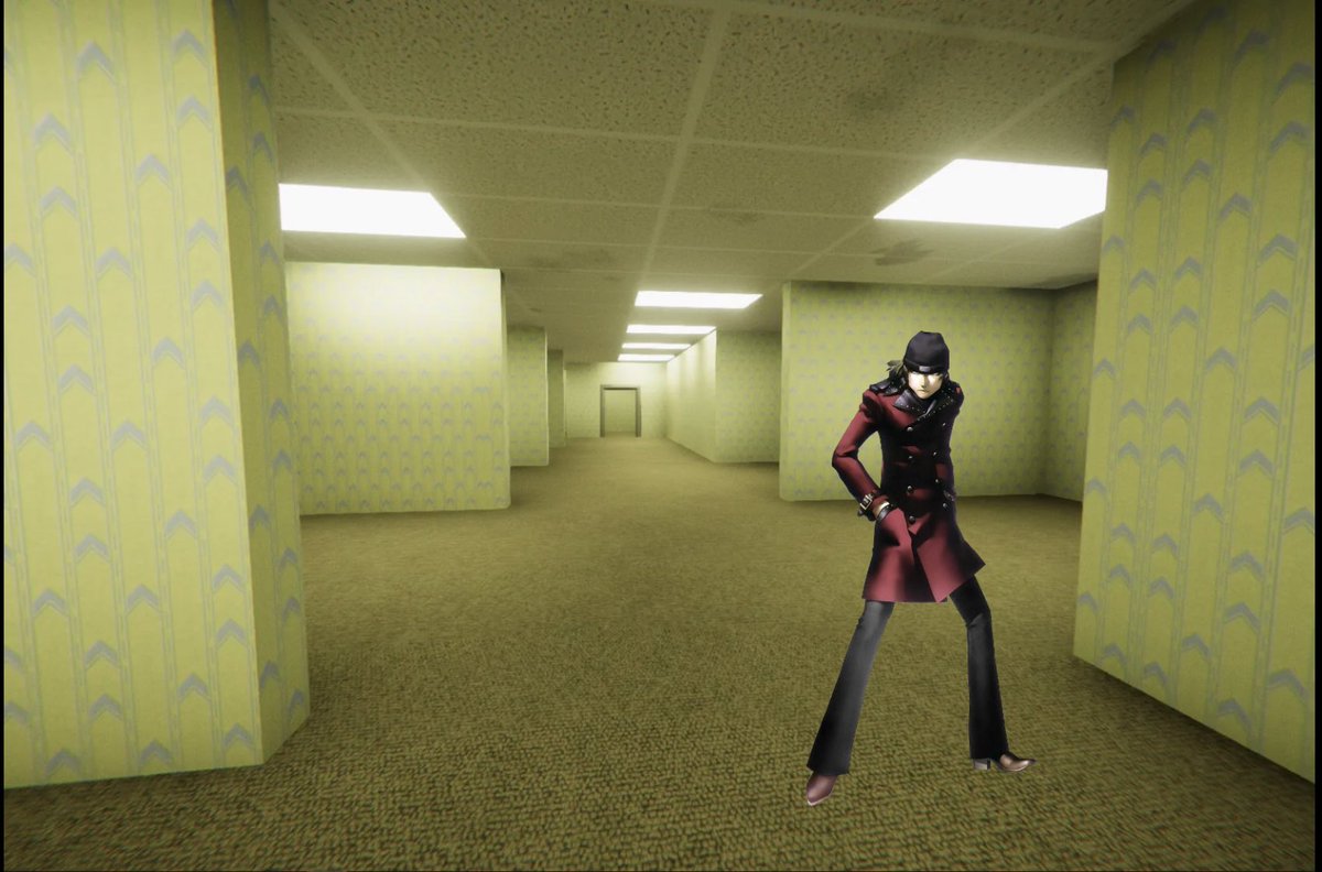 WhereisShinjiro's tweet photo. First one, Shinji should not be in the Backrooms! https://t.co/v25SF9pLN4