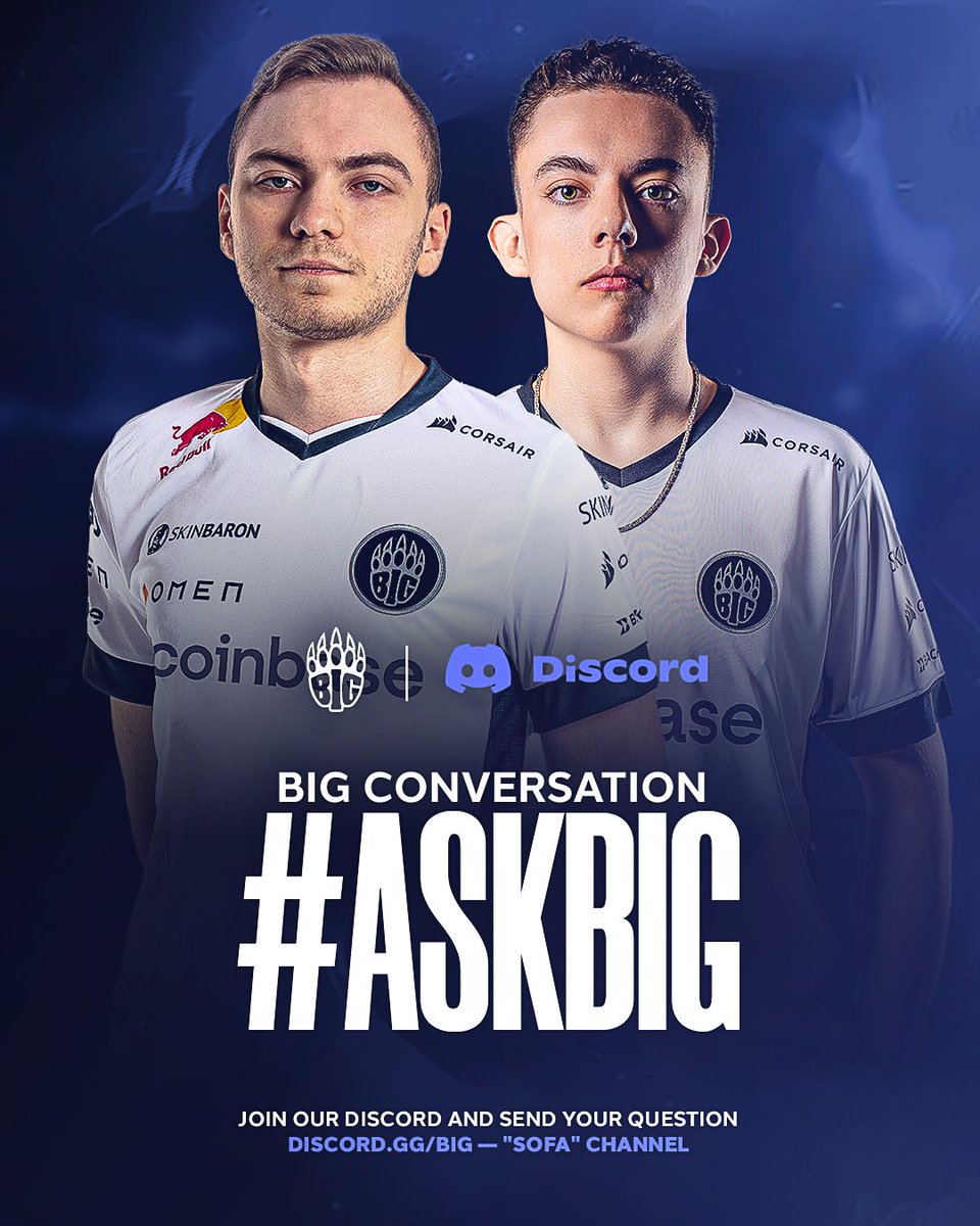 BIGCLANgg's tweet photo. Discord Q&A time! 🤓
Ask anything from @favenCS and @KrimboCS by joining our server and leaving your question in the #sofa channel with #ASKBIG!
Questions will be answered in a video. 📺
https://t.co/qdf3b1GCUP https://t.co/YC6z6KtP11