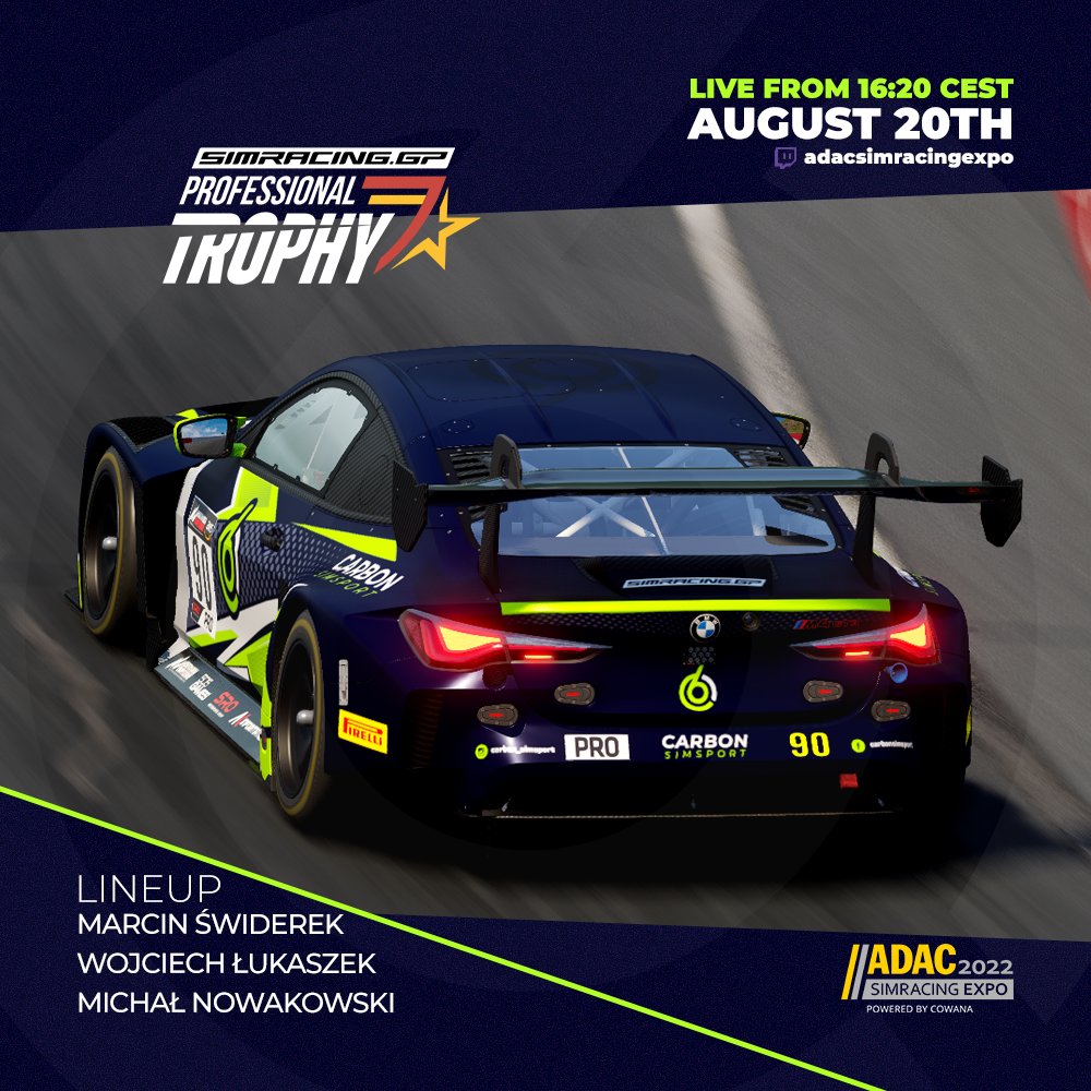 carbon_simsport's tweet photo. Tomorrow we invite everyone to the second round of @SimRacingExpo Pro Trophy! This time we changed the car to BMW and we will ride down Mount Panorama for 6H! 😎

🏎 Marcin Świderek
🏎 Wojciech Łukaszek
🏎 Michał Nowakowski

#SimPL #beACC #SRE22 #Road2SRE #SimRacingExpo https://t.co/1BIBbcU5ZY