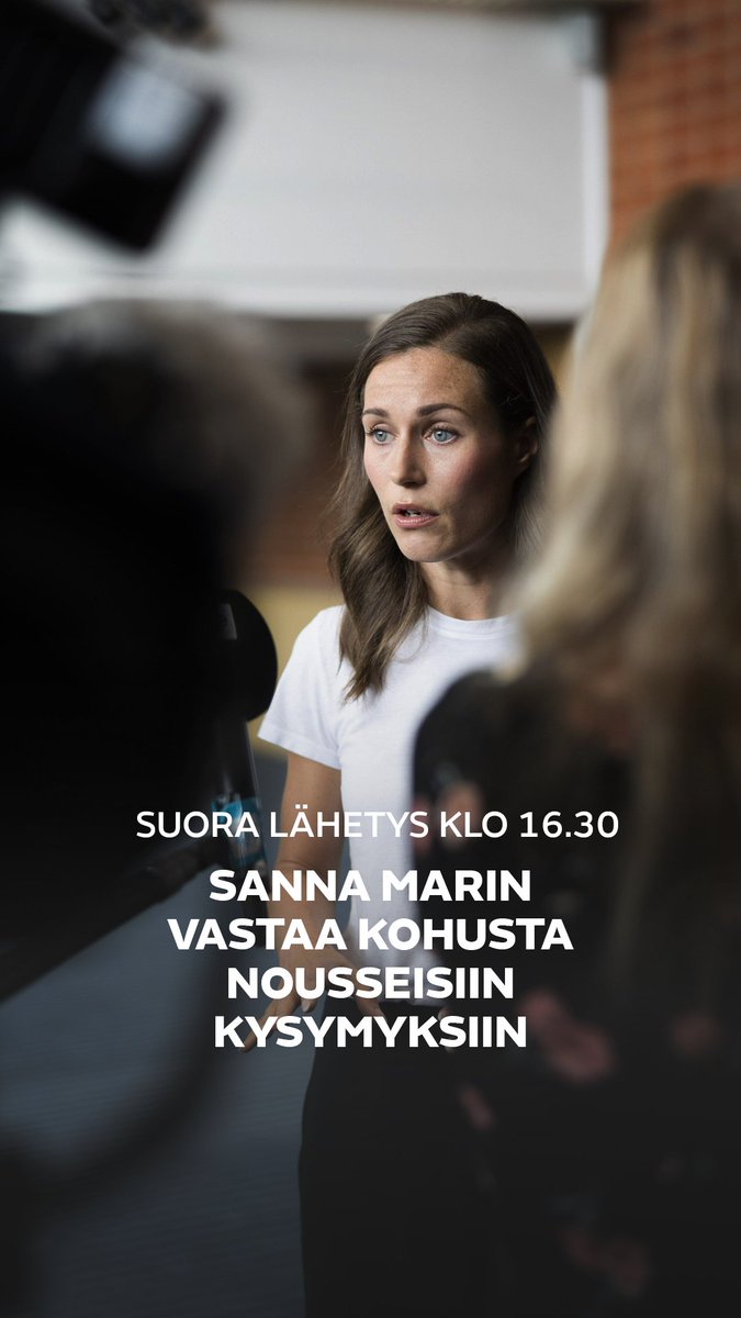 MTVUutiset's tweet photo. 🔴 SUORA LÄHETYS KLO 16.30: Pääministeri Sanna Marin vastaa toimittajien kysymyksiin Kesärannassa.

👉 Seuraa suoraa lähetystä osoitteesta: https://t.co/10FEY6naLf

#mtvuutiset #SannaMarin https://t.co/jP2wflQXyC
