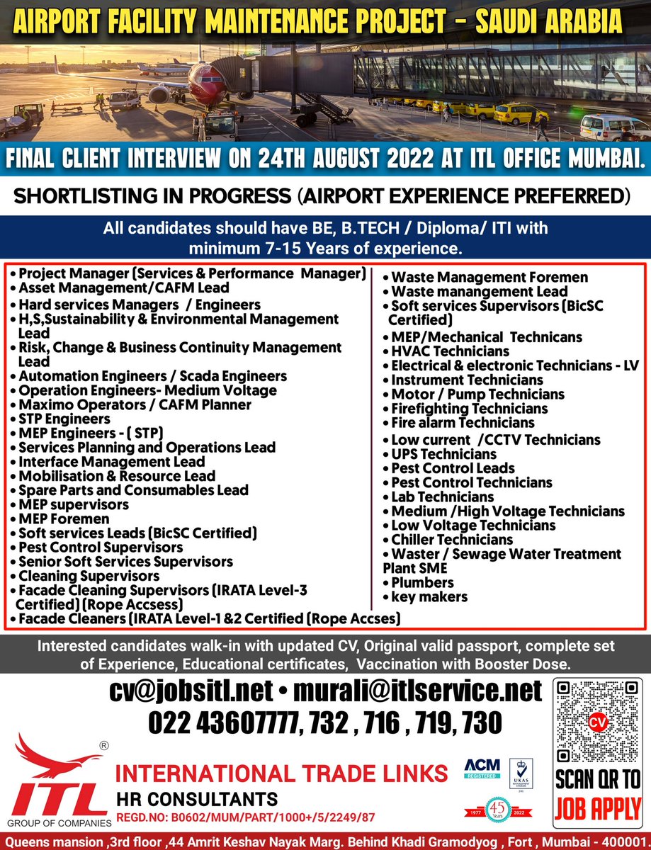 gulfjob8's tweet photo. JOB VACANCY FOR #saudiarabia
CLICK ON LINK TO APPLY JOB > https://t.co/fWeeK0Rf0G
Learn more :
https://t.co/rUtfoAngUB
#airport #lead #foreman #supervisor #engineer #technicianjobs #airportjobs #facilitiesmanagement #manager #irata #requirements #urgenthiring #saudijobs #ksajob https://t.co/PNFhO6PTbx