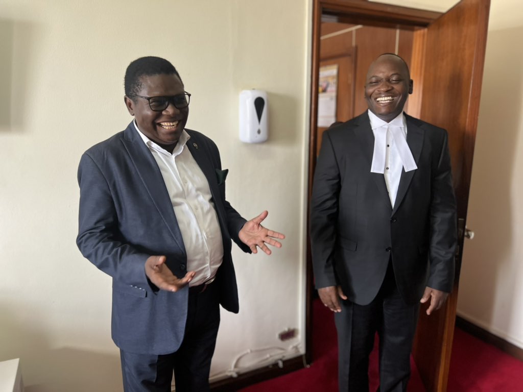 MathiasMpuuga's tweet photo. The newly appointed Justice &amp; Constitutional Affairs Minister @norbertmao paid a courtesy call on me this afternoon. We discussed a range of issues relating to the administration of justice in the country. #AccountabilityAndService https://t.co/lSf5IBzsBN