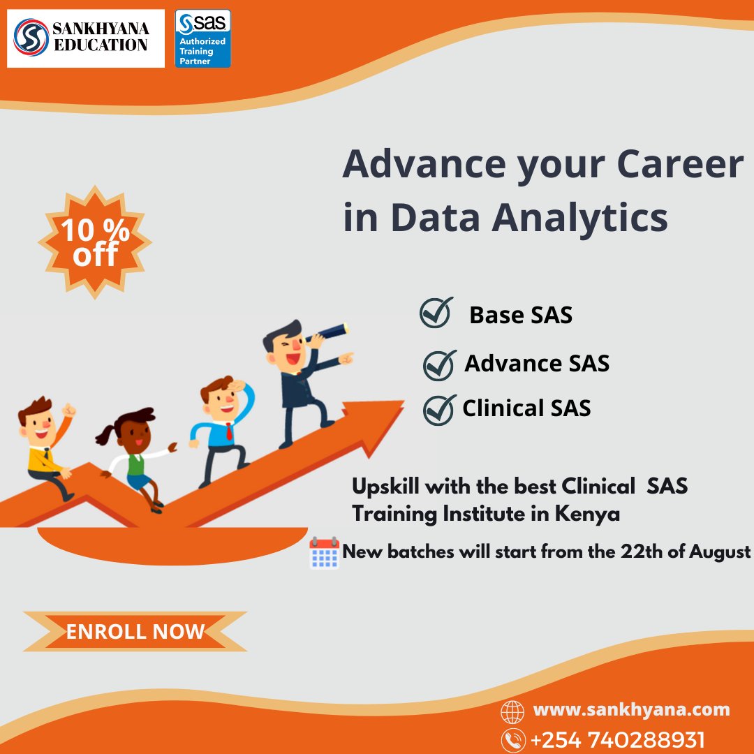 SankhyanaK's tweet photo. Register your interest here:https://t.co/ls4OBx2rGP
Best Clinical SAS is the Career of the future.
Reach us: +254 740288931, veronica.wahome@sankhyana.com
Visit us: https://t.co/Az9J4NpKHN
#sasprogramming #sasprogrammer #kenya #education #sankhyana #clinicalsas #advancedanalytic https://t.co/7jXYfzTt3e