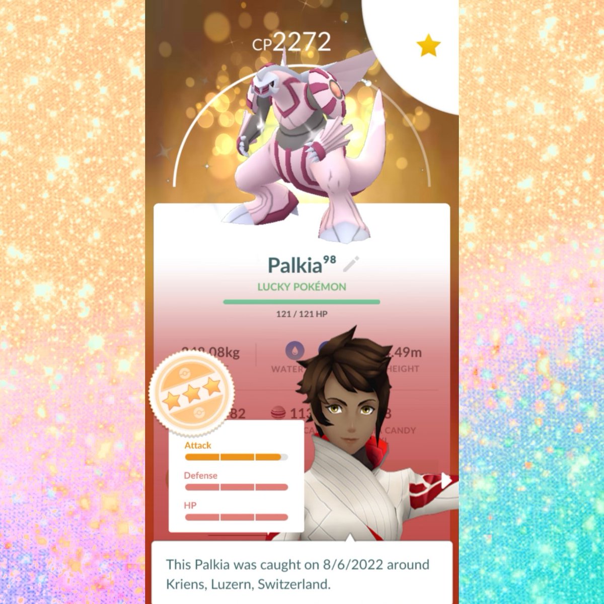 magic_thomas93's tweet photo. Did mirror shiny Palkia lucky trade and got this beauty with amazing IV's 😍🔥😱
#PokemonGO #Pogo #pkmgo #pokemoncommunity #PokemonGOfriend #PokemonGOCommunityDay #PokemonGOfriends #ShinyPokemon #ShinyCheck #pokémon #adventureincense #shinyhunters https://t.co/JdtF42NjRy
