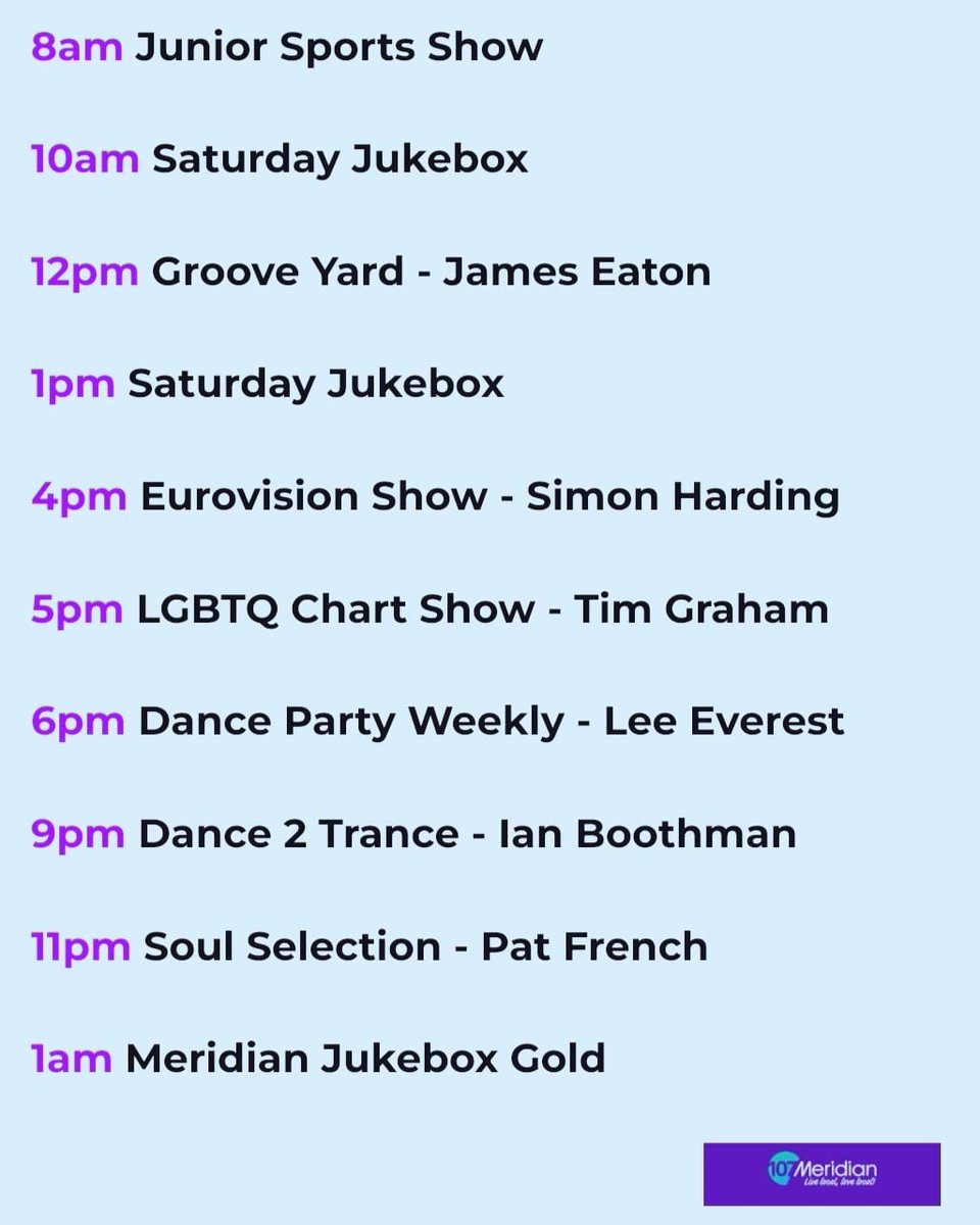 MeridianFM's tweet photo. 📆 THIS SATURDAY on your favourite community radio station...
#107MFM #MakeItMeridian💜 #localradio https://t.co/gZaJAKtKB5