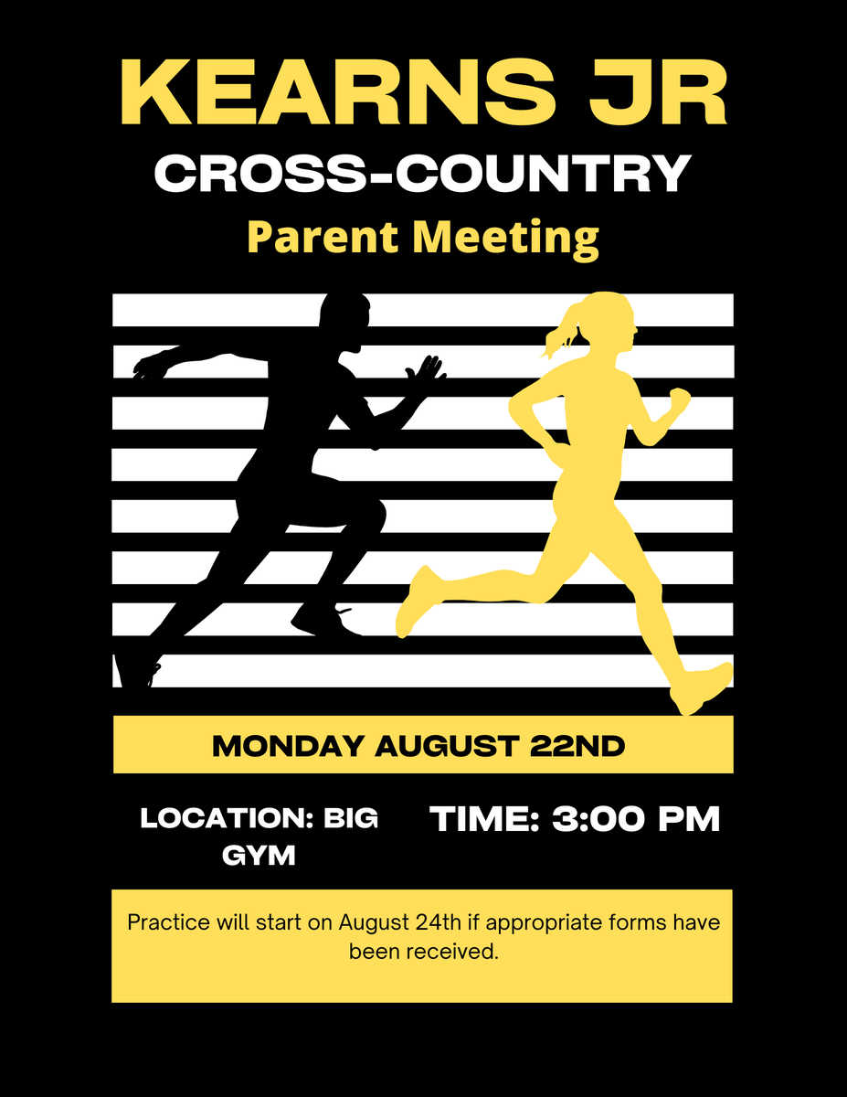 Cross Country Parent Meeting will be on August 22nd. Please see flyer for details.