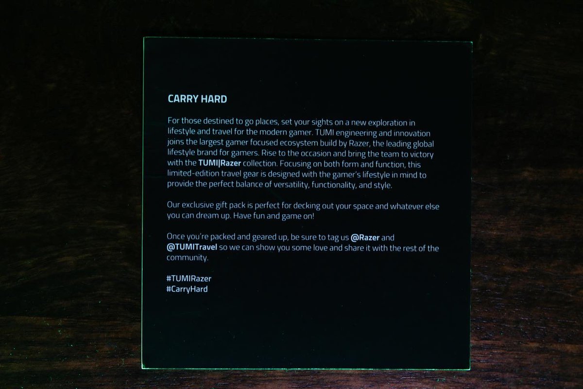 nikhilchawla's tweet photo. When the best in the business collaborate - #TUMIRazer
Whilst the @tumitravel and @Razer #CarryHard collection is out of stock for now.
Do let me know what all should I be getting for myself?
1) Carry-on luggage
2) Finch Backpack
3) Bozeman Sling Bag
4) Laptop Sleeve
5) All https://t.co/SclAILGq7D