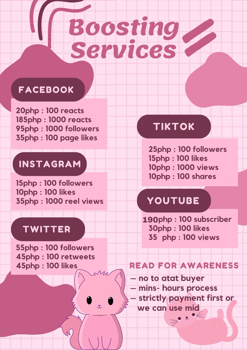 𝗦𝗢𝗖𝗠𝗘𝗗 𝗕𝗢𝗢𝗦𝗧𝗜𝗡𝗚 𝗣𝗥𝗜𝗖𝗘𝗟𝗜𝗦𝗧

𖤐-- please read the rnr so that we don't have problems in the future 

𖤐-- this is tested and safe 

𖤐-- proof?? Will send it thru dm ! Open 24/7 just dm me <(^-^)>

#boosting #sellingcontent
#NFTGiveaways #NFTCommunity #Crypto