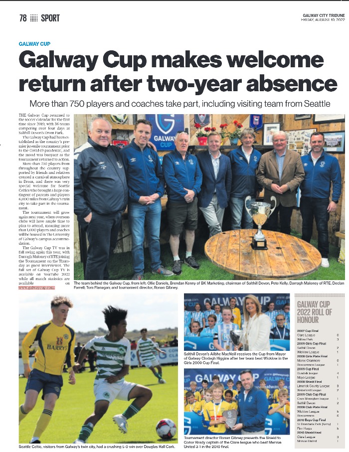 GalwayCup's tweet photo. Thank you @CTribune for the excellent coverage on the return of the #GalwayCup! ⚽

#MoreThanFootball https://t.co/VL4Dbes1kV