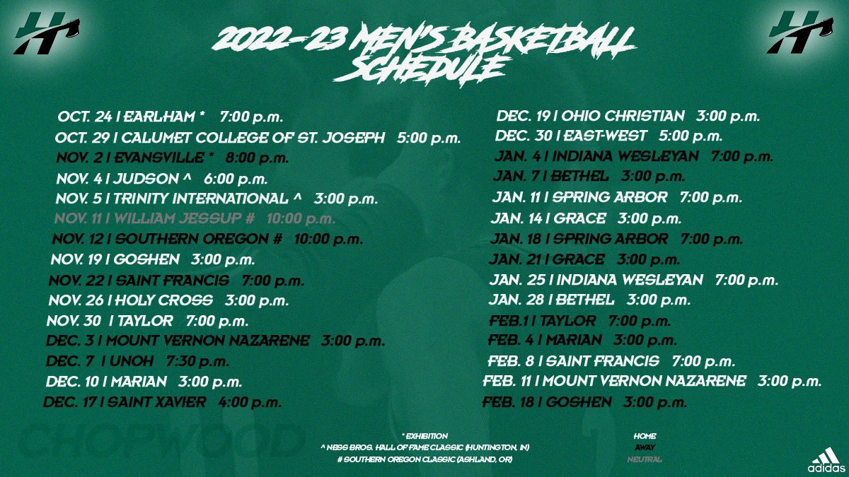 2022-23 Schedule

🏀🌲🪓

#chopwood