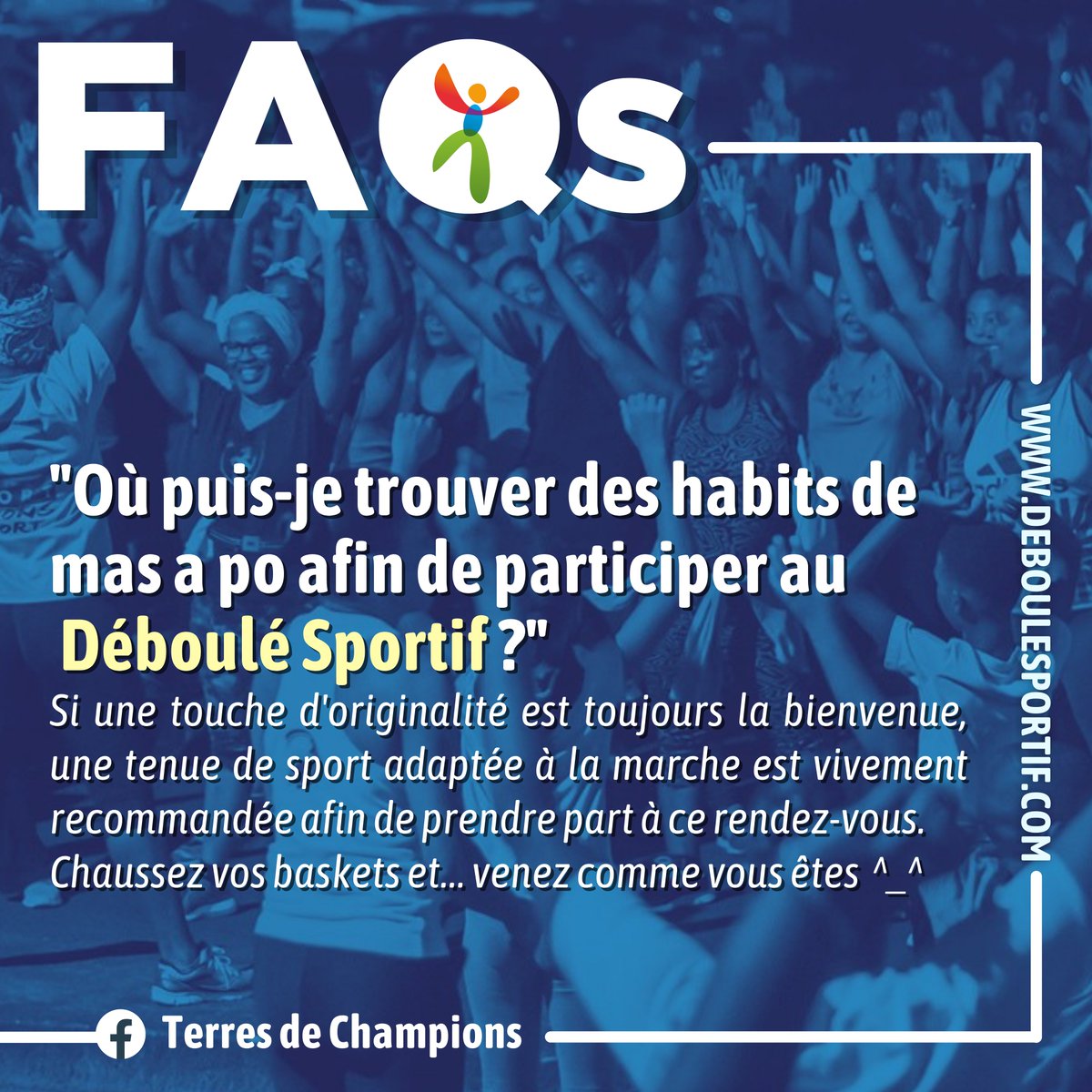 DebouleSportif's tweet photo. #QuestionsFréquentes • #DébouléSportif | Quel est le dresscode ? Une tenue de sport, des baskets confortables et un max de bonne humeur suffisent afin de participer au Déboulé Sportif 😉
Rendez-vous ce soir 👟 https://t.co/3ZJFlSIwEn