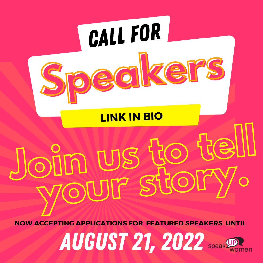 LAST CHANCE! TODAY IS THE LAST DAY to apply to become a featured speaker at the October Speak Up Women Conference! conference.speakupwomen.com/contact/become…

#speaking #callforspeakers #speakupwomen #womensempowerment #womeninspiringwomen #womensupportingwomen #womenempoweringwomen #womenleaders