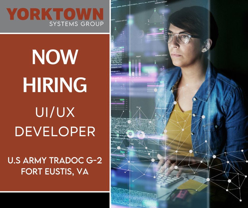 YSGinc's tweet photo. Yorktown Systems Group, Inc. seeks a qualified Human Network Data Engineer to support the U.S. Army TRADOC G-2 in Fort Eustis, VA. If you are interested in learning more about this opportunity, please visit our career site!

Human Network Data Engineer:  https://t.co/R8IHNKSRw9 https://t.co/a6J70jxULZ