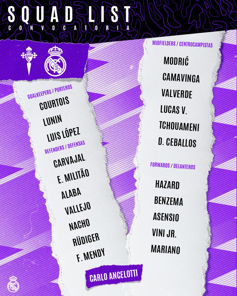 📋✅ Our squad for #CeltaRealMadrid!
