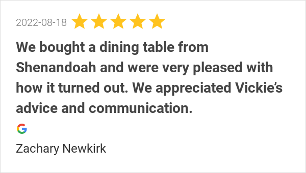 TheTableLady's tweet image. New 5.0-star Review: "We bought a dining table from Shenandoah and were very pleased with how it turned out. We...