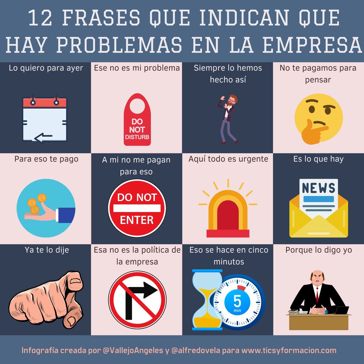 EContables's tweet photo. 🗣12 frases que indican que hay problemas en la empresa.

por @VallejoAngeles y @alfredovela https://t.co/nVLIWpJf1f