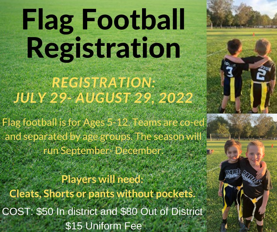 Pardsla's tweet photo. FLAG FOOTBALL REGISTRATION! https://t.co/mHDNdbbjQ8