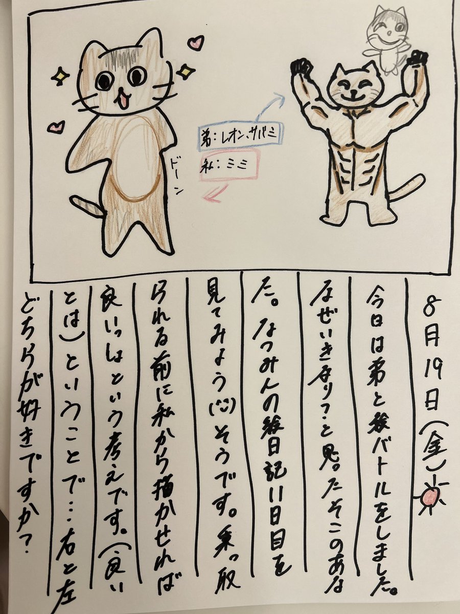 帰ってきた #なつみんの絵日記 15日目 一言｢頑張った！｣ #ノイミー