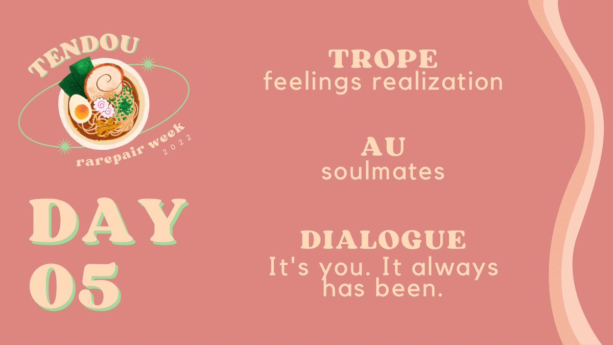 tendourarepairs's tweet photo. #TendouRarepairWeek Day 5 is here!
🥟 Today’s prompts are in the graphic below. You can use any of these, as well as mixing & matching with our other prompts! Please make sure to tag accordingly!
Take a peek at our pinned tweet or carrd to find how to tag to be retweeted. 🍤 https://t.co/khPaDJkj39