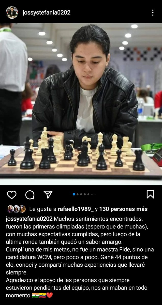 Extendemos una felicitación a Josselyn Peñafiel ex becaria de <a href="/FundacionFidal/">Fundación FIDAL</a> por los logros alcanzados y la representación de Ecuador junto a <a href="/HerediaCarla/">Carla Heredia♟</a> que dejaron en alto a nuestro país.