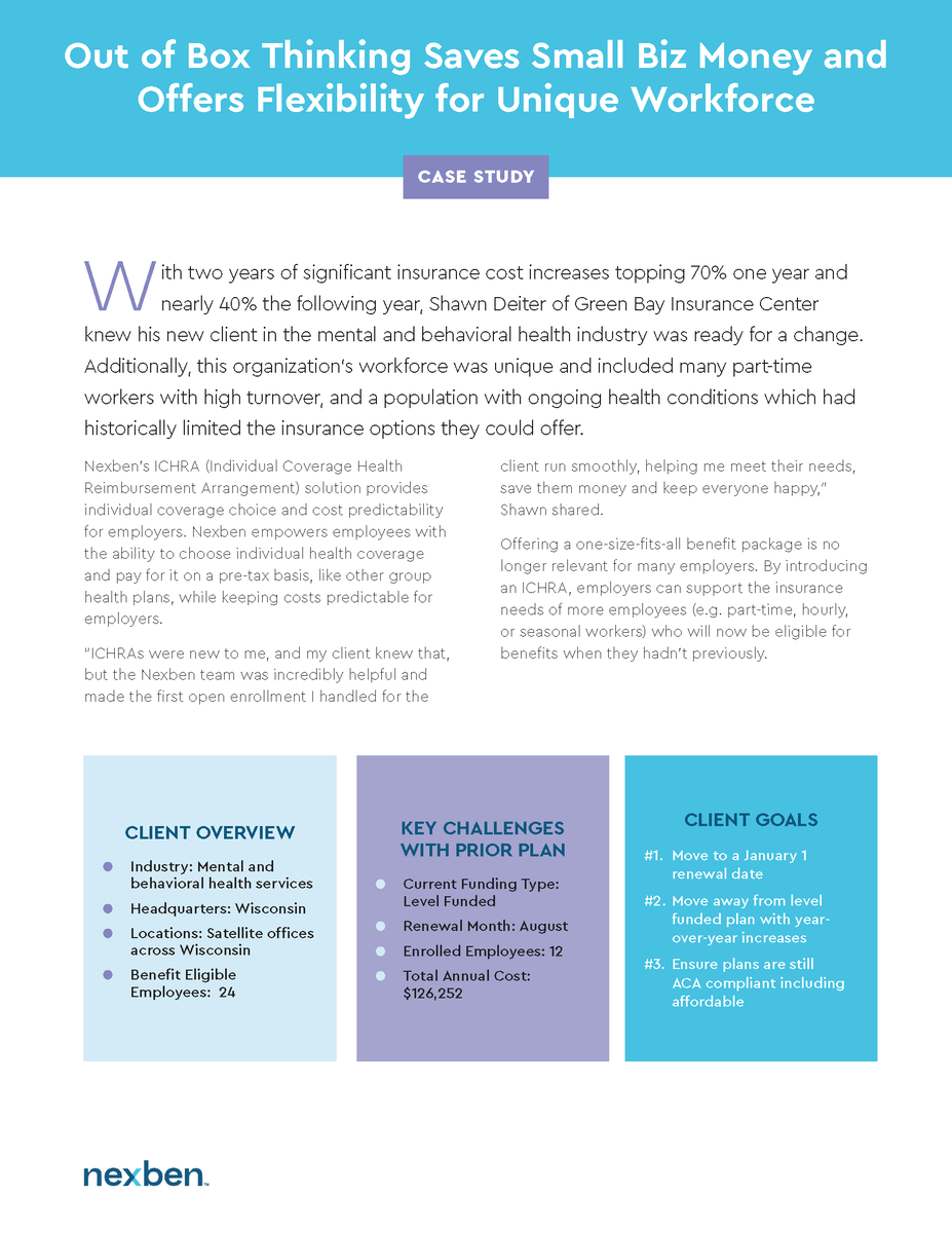 NexbenInc's tweet photo. Read how ICHRAs provide individual coverage choice and cost predictability for employers in this case study:
https://t.co/PY3ZR8cf1y
#ICHRA #bentech https://t.co/KJXh8scjd5