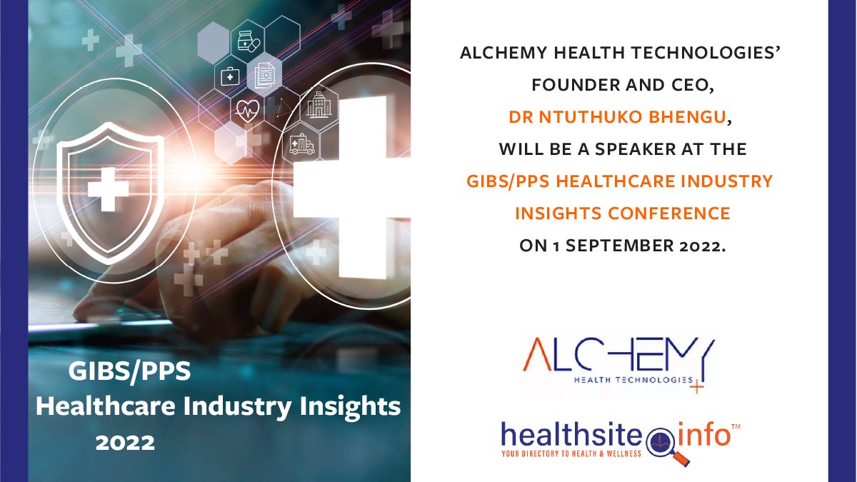 AlchemyHealth_T's tweet photo. AHT's very own Dr Ntuthuko Bhengu will be a speaker at the GIBS/PPS Healthcare Industry Insights conference. Some of the topics covered in the session will be on advances in digital health and tech-enabled healthcare services.
#healthconference #alchemyhealth #healthsite https://t.co/AKH1ISo79o