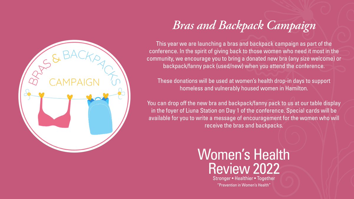 McMasterCPD's tweet photo. Attending #WHRCPD Sept 21? Help us give back to #women who need help in our community! We encourage you to bring a new bra or backpack (used/new) when you attend this #MacCPD @LIUNAStation #HamOnt
REGISTER 💻 https://t.co/LqMaUUgNe5
#givingback @GerritsenBeth @serenagundy https://t.co/WHtSOdnsIZ