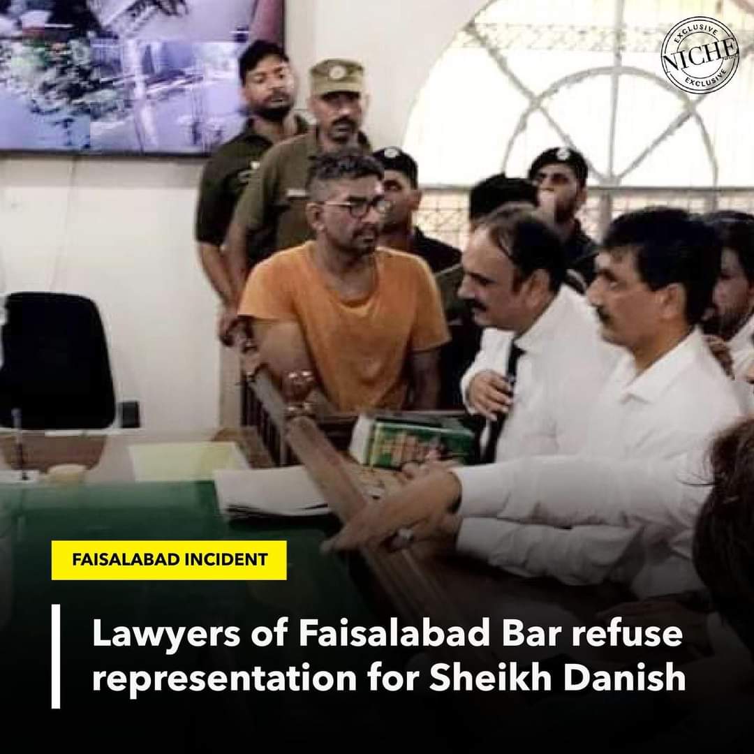 Appreciation! Lawyers of Faisalabad refused to presenting case of #SheikhDanish in court. 
Everyone should do social boycott of Sheikh Danish rapist, abusers and criminal. 
Its time to stand for moral norms and with victims.
#faisalabadincident #anasheikh 
#justiceforkhadija