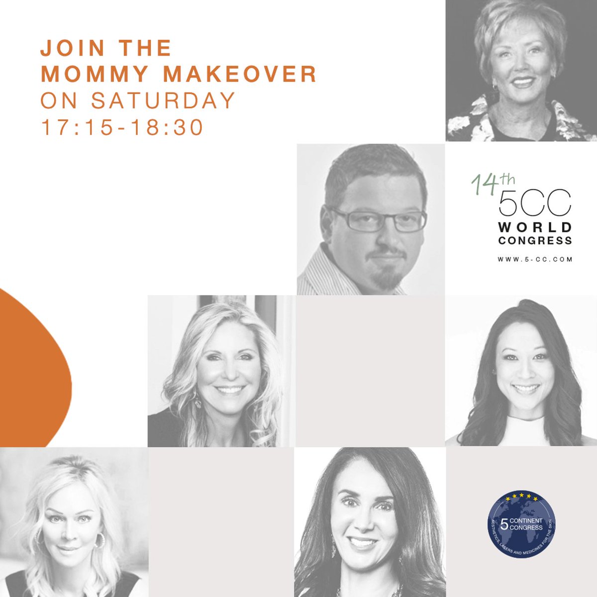 5CCongress's tweet photo. Mommy Makeover – from taboo to mainstream? 🤔 Join the session and the discussion afterwards!
🤩Speakers:
Susan Murrmann
Zuramis Estrada Blanco
Sebastian Pop
Diane Duncan
Melissa Kanchanapoomi Levin
Janine Hopkins
Yael Halaas

#5cccongress #5cc22 #5ccbarcelona #5ccfamily https://t.co/i0hTbwOnCN