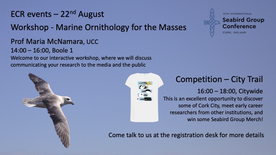 Mark Jessopp (@gannetguy) on Twitter photo Are you an early career researcher attending #corkseabirds ? Join other ECRs in a workshop on outreach and engaging the media <a href="/TheSeabirdGroup/">The Seabird Group</a> Are you an early career researcher attending #corkseabirds ? Join other ECRs in a workshop on outreach and engaging the media <a href="/TheSeabirdGroup/">The Seabird Group</a>