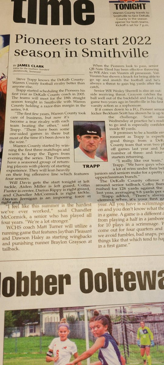 Game day and the newspaper is highlighting the enemy.  This is why I'm a <a href="/The_WCSA/">Warren County Sports Authority</a> man.  <a href="/ansleypaige123/">Ansley Mullican Murphree </a>