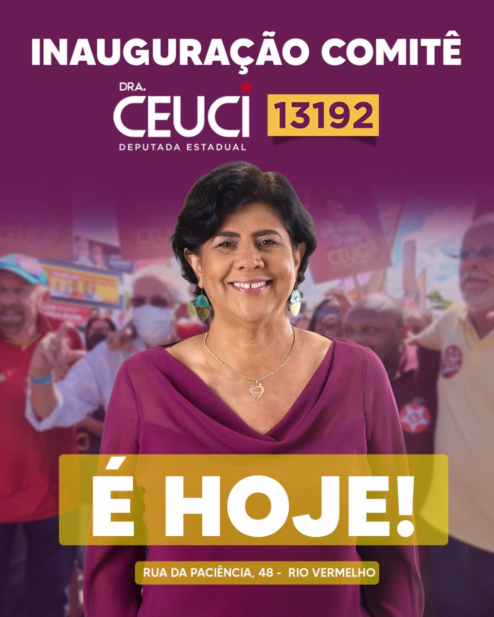 NunesCeuci's tweet photo. É hoje! Espero vocês!
💪Chegou a hora de mostrar nossa união e disposição para garantir uma cadeira na Assembleia Legislativa da Bahia para o nosso projeto!
#13192 #DraCeuci13192
#Saúde #SUS #Ceuci #MaisMulheresnoPoder https://t.co/j8HUYNQBSX